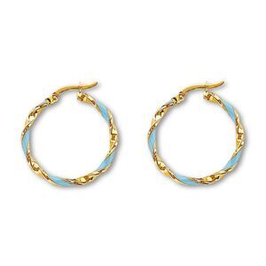 Tehrani Signature 14K Solid Gold Enamel | Twisted Hoop Earrings 23mm By Tehrani